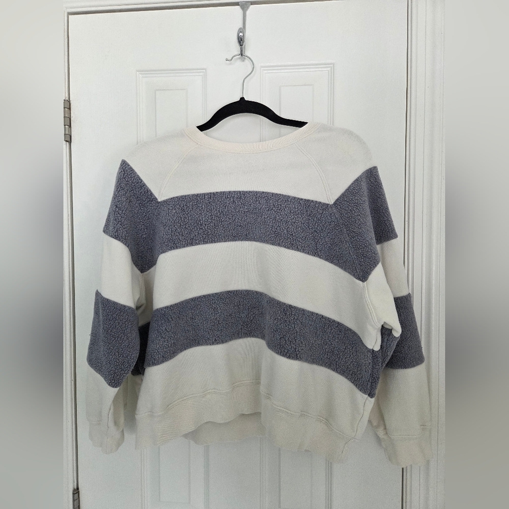 THE GREAT. Sherpa Striped Sweatshirt